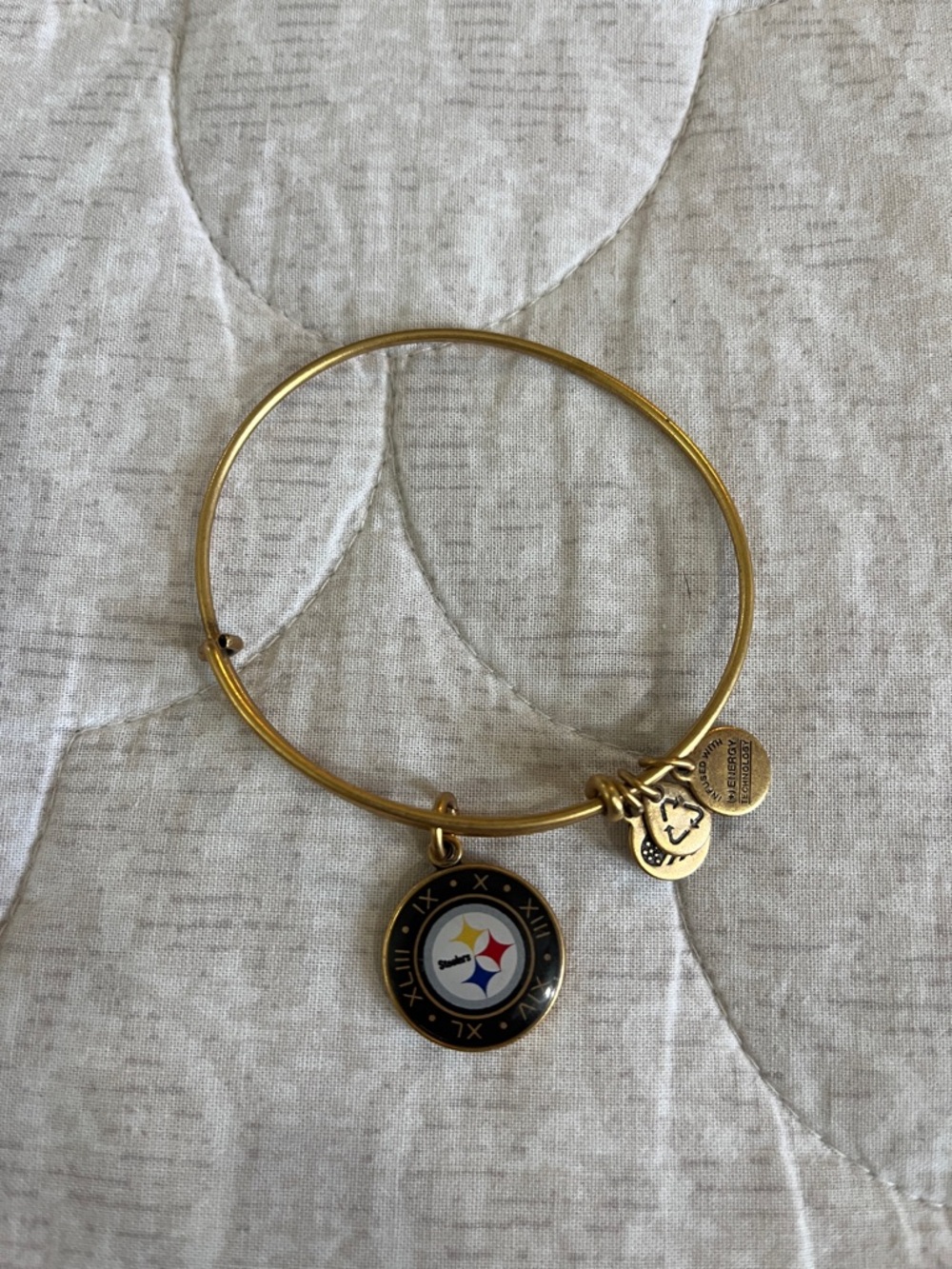 Alex and Ani Gold-tone Pittsburgh Steelers Charm Bangle Bracelet